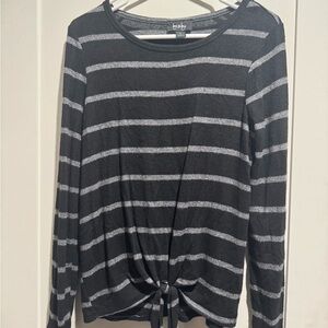By & By Black and Gray Striped Top